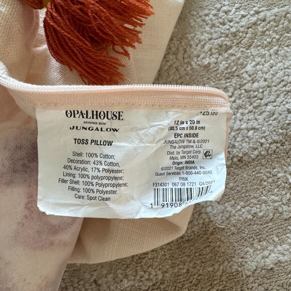 OPALHOUSE Embroidered Floral Lumbar Throw Pillow Jungalow 20x12 COVER ONLY - Picture 3 of 4